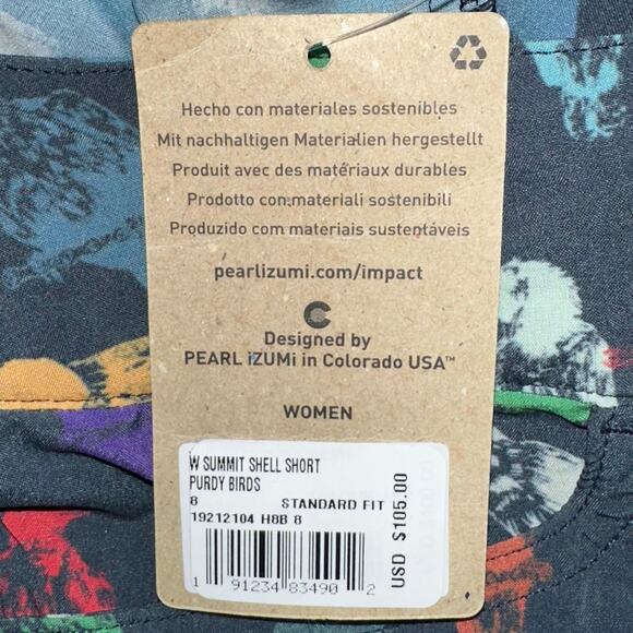 NWT Pearl Izumi Women’s Summit Shell Mountain Bike Shorts in Purdy Birds Size 8 - Picture 7 of 16